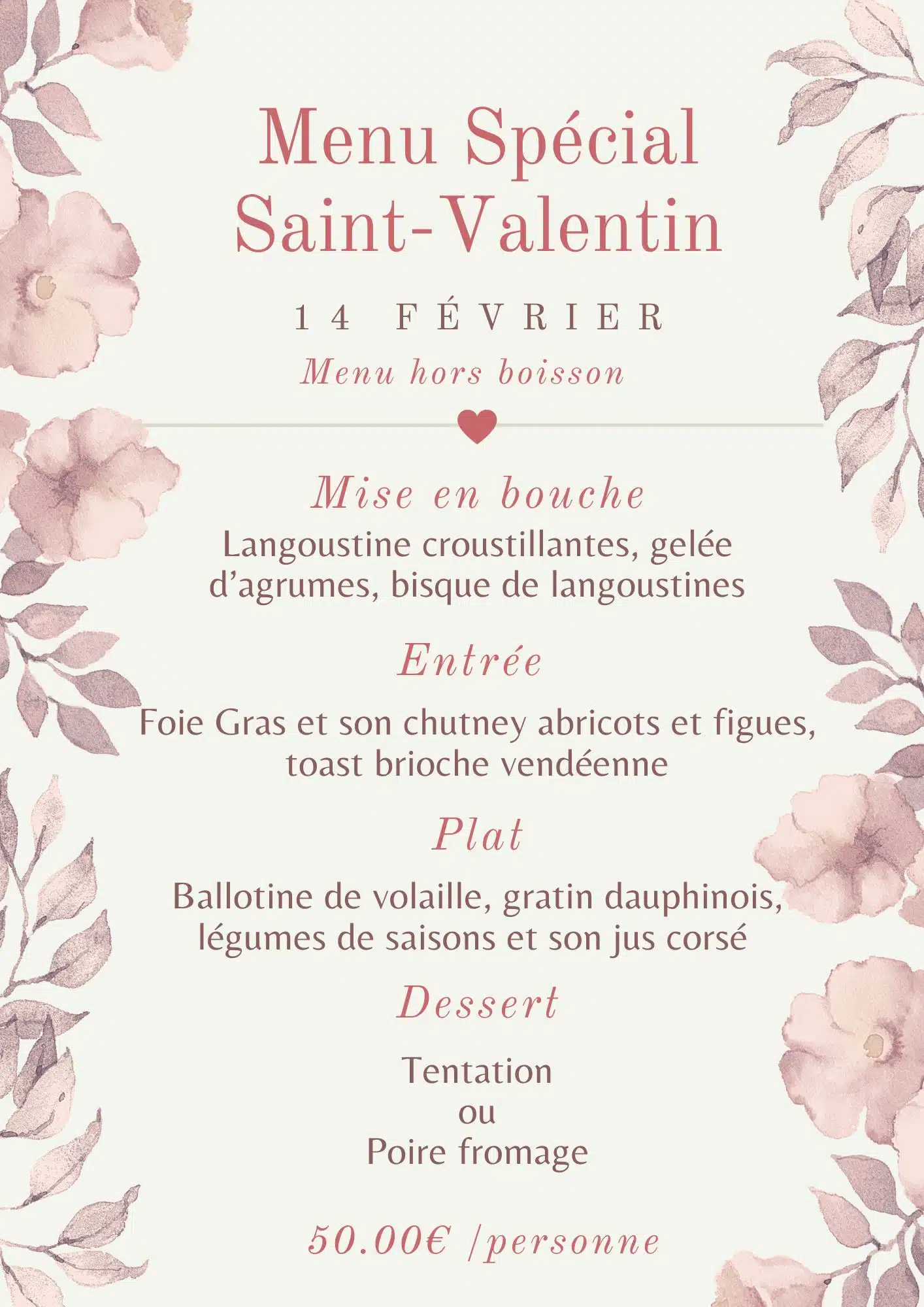 Menu Saint-Valentin illustrations florales (1)
